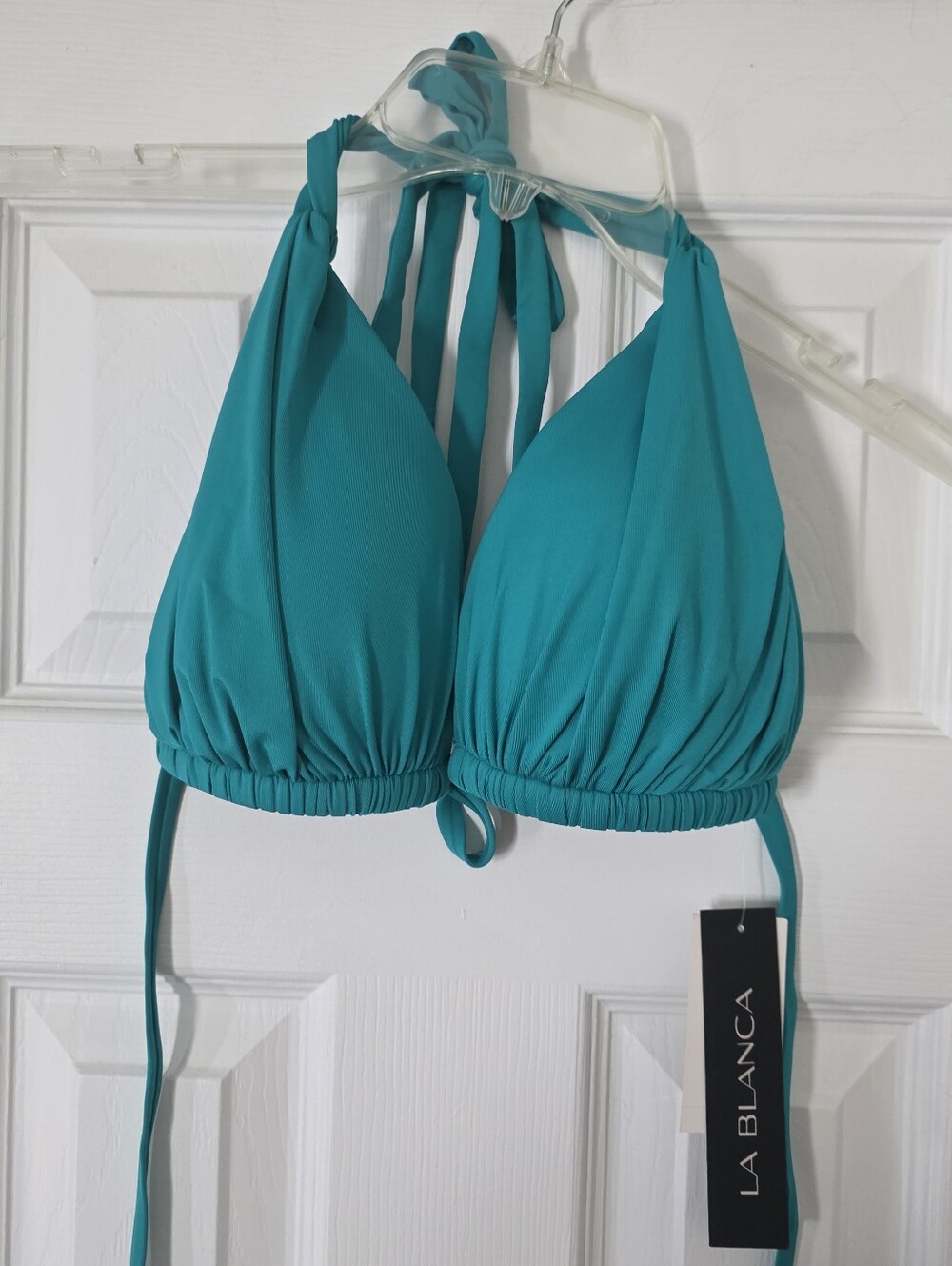 La Blanca Teal Halter Bikini Top